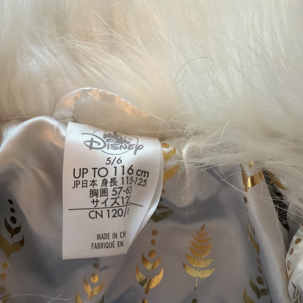 Disney Frozen Girls' Grey Elsa/Anna Cape Coat 5/6 White Faux Fur Collar Buttons - Picture 5 of 6